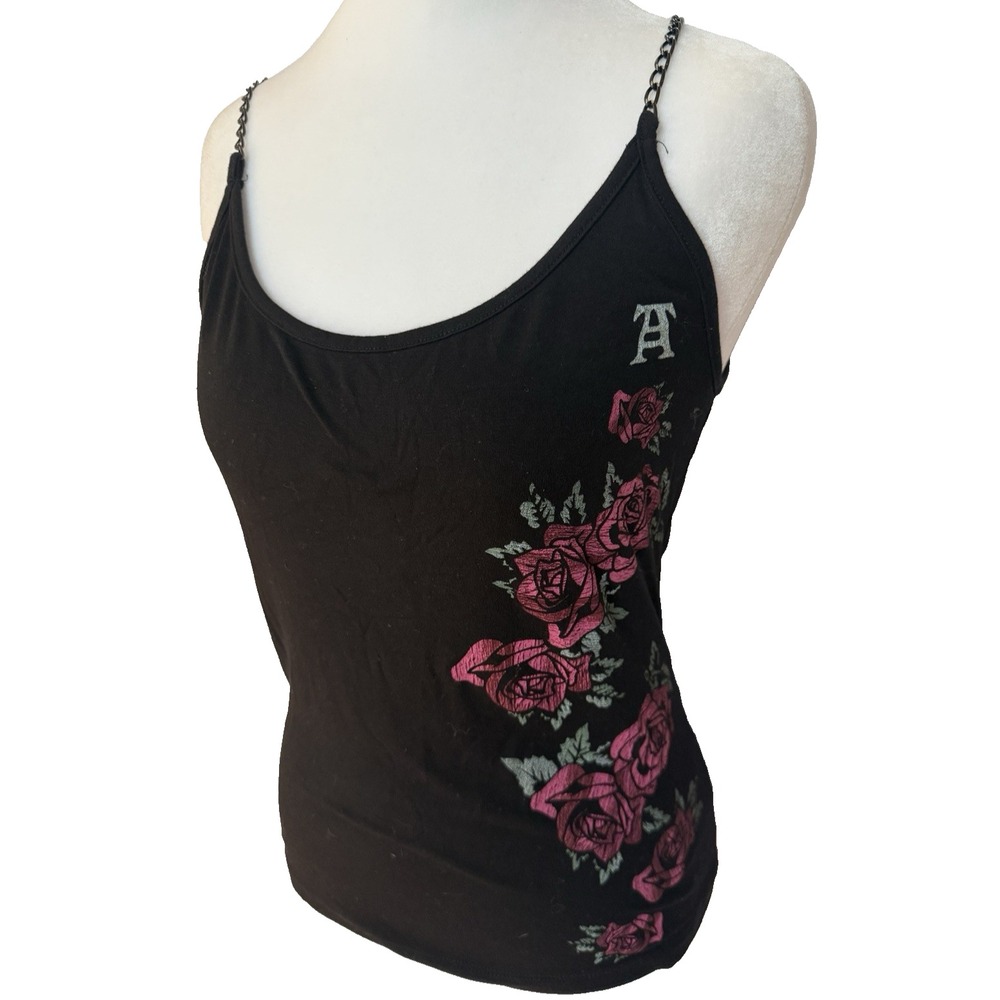 Y2K Alchemy England Womens Chain Tank Top Size S Roses Gothic Grunge Biker Club